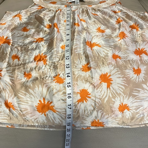 ST JOHN Sleeveless Silk Cream Orange Floral Blouse Tank Shirt Top Shell Luxury L - Picture 6 of 6